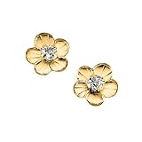 14K Yellow Gold 5.75 MM Cubic Zirconia Children's Daisy Floral Earrings