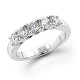 14K White Gold 1/2 ctw. Five - Stone Diamond Wedding / Anniversary Band (G-H;SI1-2)