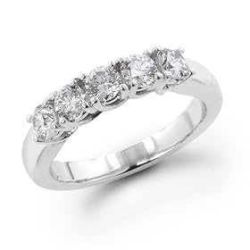 14K White Gold 1/2 ctw. Five - Stone Diamond Wedding / Anniversary Band (G-H;SI1-2) by