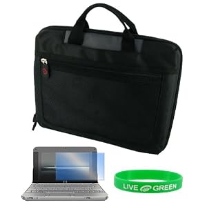 HP Mini 1000 Vivienne Tam Edition 10.2-Inch Lightweight Checkpoint Friendly Netbook Bag + Screen Protector - Grey Black