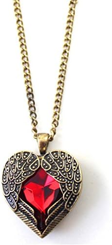 Youngchoice Purple Stone Fallen Dark Angel Wings & Heart Necklace