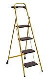 Product details for TriCam Skinny Mini 200-Pound Duty Rating Four-Step Steel Stool with Tray #HSS-PL4-Y