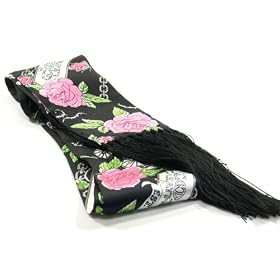 AUTHENTIC COACH TATTOO ROSE LONG SKINNY SCARF (Black)