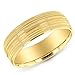 14K Yellow Gold Men's Ribbed Diamond Band