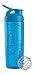 BlenderBottle SportMixer Signature Sleek Shaker Bottle, Topo Flow Aqua, 28-Ounce