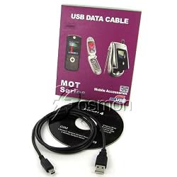Fosmon's USB Data Connectivity Adapter Cable and Data Suite CD Software for Motorola MotoRazr MAXX, RAZR V3, PEBL U6, L7, RAZR V3i, V3x, V360, L6, V8, V325, A1200, C331g, C332, C333g, C650, E375, C260, C266, C330, C336, C350, C359, C375, C380, C381, C450, C550, C650, V150, V180, V188, V220, V226, E380