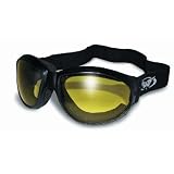 Red Baron Motorcycle / Aviator Goggles Black Padded Frame w/ Yellow Lens
