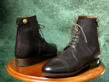 "Fabbri" Front Lace/Back Zip Unisex Paddock Boot Brown