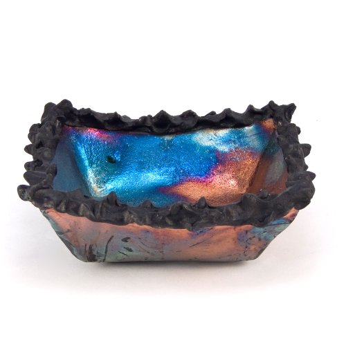 Best Cheap Art by Aron Handmade Raku Pottery Small Square Bowl with Prickly Rim