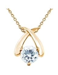 0.75 Ct Round Sky Blue VS Aquamarine 925 Yellow Gold Plated Silver Pendant