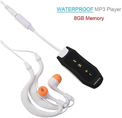 AMENER Waterproof MP3 Player 8GB with Water Resistant Headphones, Meet IPX8 Standards for Swimming Surfing Running (Black)