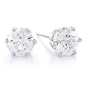 1/2 Carat. Round Diamond 14K White Gold Stud Earrings (G-H;SI1-SI2) Certified by Independent Lab