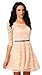 OFTEN Sexy Spoon Neck 3/4 Sleeve Lace Skater Dress Belt 4 Color 3 Size