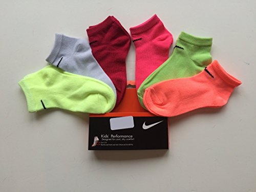 Nike Girls 6 Pairs/Pack Low Cut Socks 6-7/13C-3Y, Assorted Colors