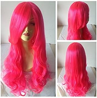 Fashion Kingdom Multi-color 32" 80cm Heat Resistant Long Curly Wavy Women's wig for Cosplay Party Costume (pink)