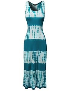 Racerback Tie Dye Summer Maxi Dress in Various colors Teal Size L