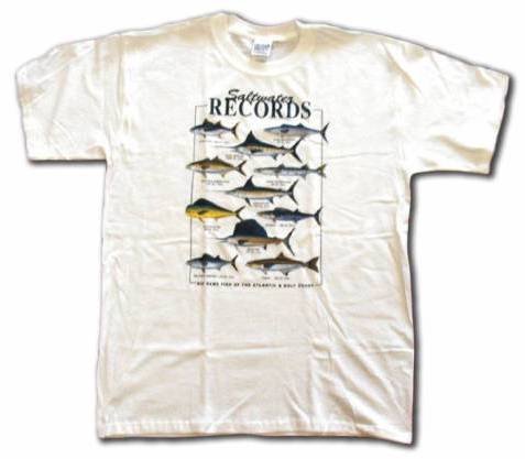Saltwater Fishing Records Mens tee Shirt in 4 colors Small thru 6XL