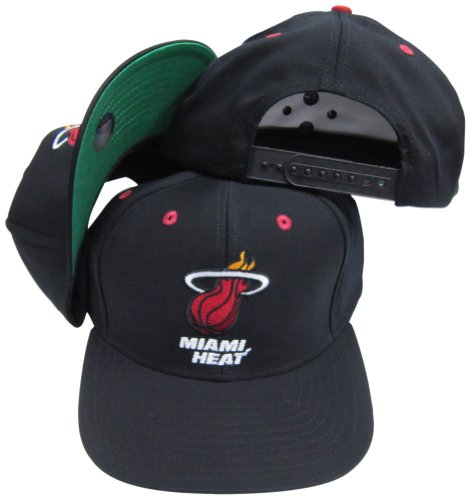 Miami Heat Black Plastic Snapback Adjustable Plastic Snap Back Hat / Cap