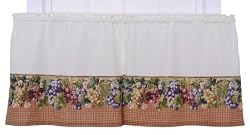 Ellis Curtain Kitchen Collection Tuscan Hills Grapes 60 by 36-Inch Tailored Tier Curtains, Natural