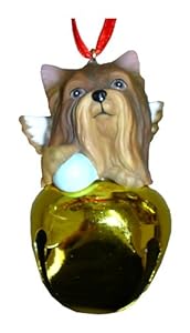 #!Cheap Christmas Holiday Yorkie Yorkshire Terrier Dog Gold Ornament Bell Pup