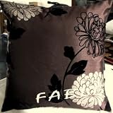 Decorative Mocha Black Floral Throw Pillow Cover