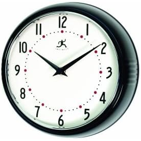Infinity Instruments Retro Round Metal Wall Clock, Black
