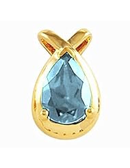 10K Yellow Gold Pear Cut Aquamarine Pendant -- LIFETIME WARRANTY