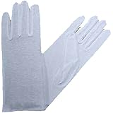 Luxury Divas Women's White Stretchy Cotton Gloves