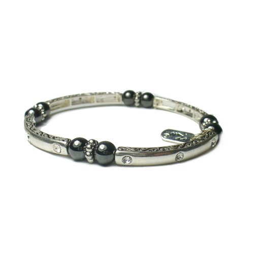 Magnetic Hematite Healing Stretch Bracelet with Crystals