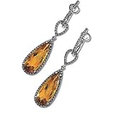14K White Gold Briolette Citrine and Diamond Earrings