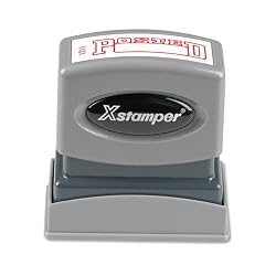 Xstamper One-Color Title Message Stamp, Posted, Pre-Inked/Re-Inkable, Red (1211)