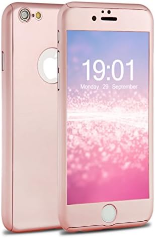 iPhone 6 Plus Case, Arozell [Full-Body Coverage] Ultra-Slim Hard Case with Tempered Glass Screen Protector for iPhone 6 Plus 5.5" 2014 - Rose Gold