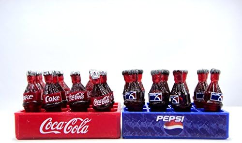 Coke Pepsi Coca Cola Dollhouse Miniature Vintage Bottles Crate Collection Set by Adfom