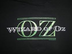 Wizard of Oz Green Glitter Black T Shirt Large