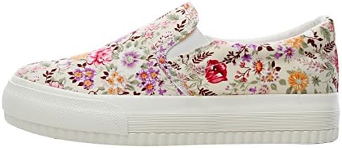 XIAXIAN Floral Pattern Canvas Korean Style Breathable Shoes(5.5 B(M) US, Pinkflower)