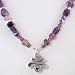 Amethyst and Fluorite Gemstone Necklace with Sterling Silver Swirl Pendant, 19" Length, #8974