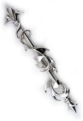 Solid Sterling Silver Lance and Entwined Thistle Scottish Kilt Pin