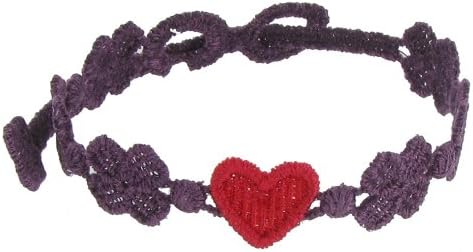 Les Poulettes Jewels - Cruciani Lace Bracelet You Star Plum Heart Red