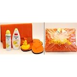 Geburtstagsgeschenke Set Sunshine Lady handverpackt mit Dove Go fresh energise sowie Strandmatte und Flip Flopsvon "REIMA AirConcept GmbH"