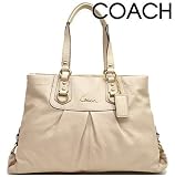 Authentic Coach Bone White Leather Ashley Large Carryall Satchel Bag 15513