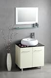 LineaAqua Paragon 28 x 20 Modern Bathroom Vanity Set with Ceramic Vessel, Faucet and Mirror