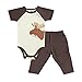 Touched by Nature Unisex Baby Organic Cotton Bodysuit and Pant Set, Moose, 3-6 Months