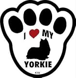 I Love My Yorkshire Terrier Pawprint Window Decal w/Suction Cup