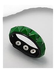 Forest Green Plastic Colored Enamel Bracelet In White Base