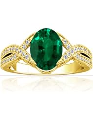 18K Yellow Gold Oval Cut Emerald Fana Designer Ring