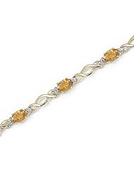 14kt Yellow Gold Oval Citrine and Diamond Bracelet