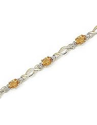 14kt Yellow Gold Oval Citrine and Diamond Bracelet