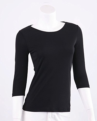 強撚シルクスムース7分袖　　ブラック