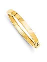 14k Yellow Gold 6.3mm Polished Solid Hinged Oval Bracelet Bangle