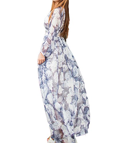 (ディーコッテ)D'Kotte レディース 春 夏 ワンピース ドレス ロング マキシ シフォン 長袖 花柄 エレガント neaa259